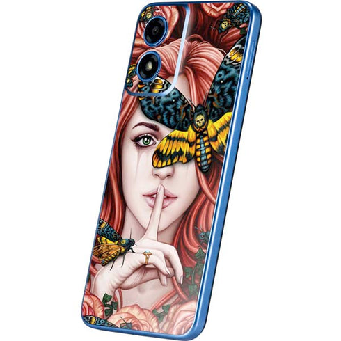 Gothic Woman and Death Moth Butterflies by Sarah Richter Moto G Play 4G (2024) Skin