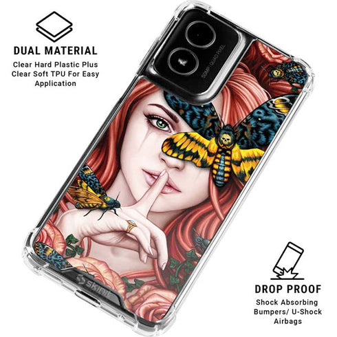 Gothic Woman and Death Moth Butterflies by Sarah Richter Moto G Power 5G (2024) Clear Case