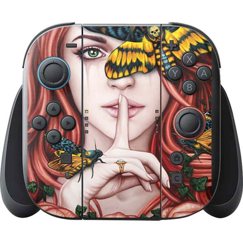 Gothic Woman and Death Moth Butterflies by Sarah Richter Nintendo Switch 2 (2025) with Joy-Con Skin