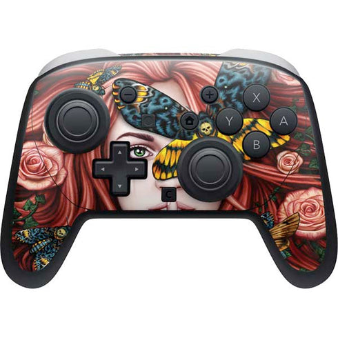 Gothic Woman and Death Moth Butterflies by Sarah Richter Nintendo Switch 2 (2025) Pro Controller Skin