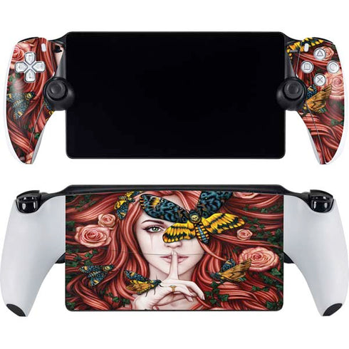 Gothic Woman and Death Moth Butterflies by Sarah Richter PlayStation Portal Remote Player Skin