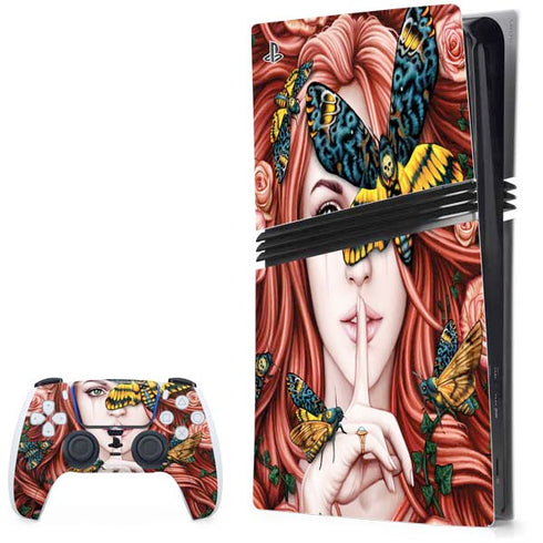 Gothic Woman and Death Moth Butterflies by Sarah Richter PlayStation PS5 Skins