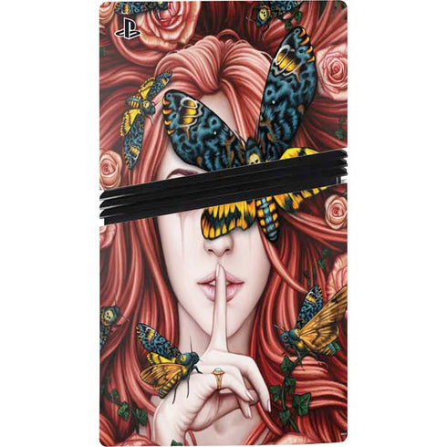 Gothic Woman and Death Moth Butterflies by Sarah Richter PS5 Pro Disk Bundle Skin