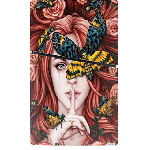 Gothic Woman and Death Moth Butterflies by Sarah Richter PS5 Slim Digital Edition Console Skin