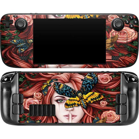 Gothic Woman and Death Moth Butterflies by Sarah Richter Steam Deck Handheld Gaming Computer OLED Skin