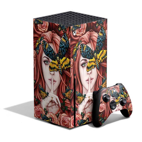 Gothic Woman and Death Moth Butterflies by Sarah Richter Xbox Series X Skins