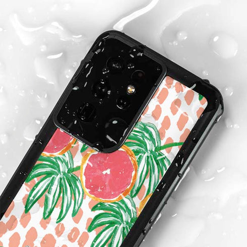 Bouffants and Broken Hearts Graphic Grapefruit Galaxy S24 Ultra Waterproof Case