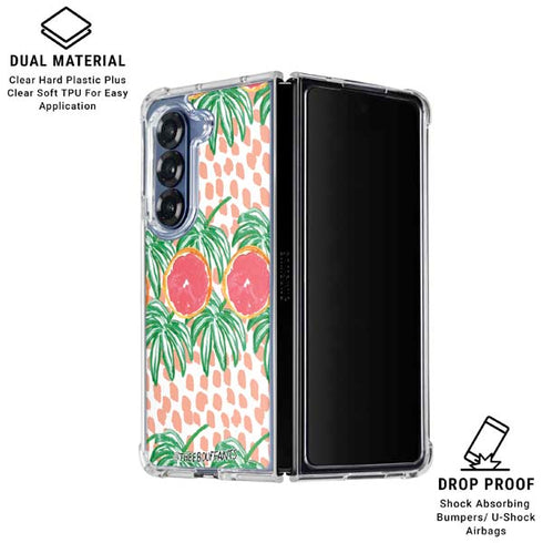Bouffants and Broken Hearts Graphic Grapefruit Galaxy Z Fold6 Clear Case