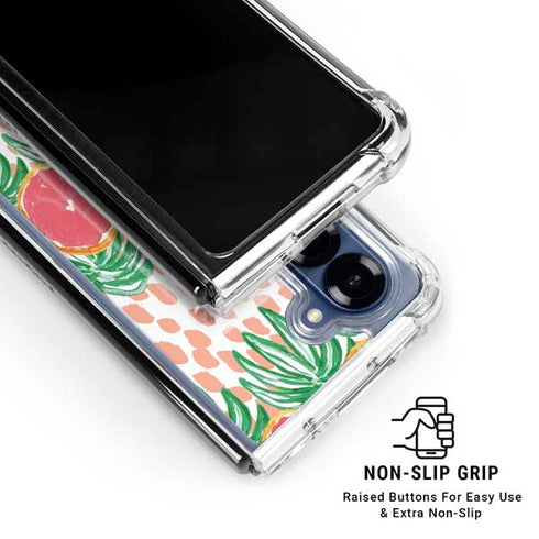 Bouffants and Broken Hearts Graphic Grapefruit Galaxy Z Fold6 Clear Case