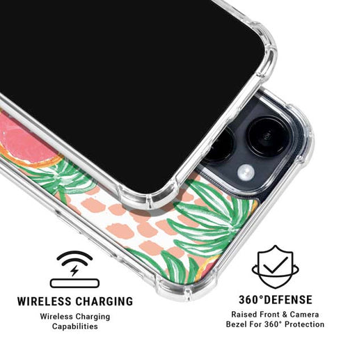 Bouffants and Broken Hearts Graphic Grapefruit iPhone 15 Clear Case