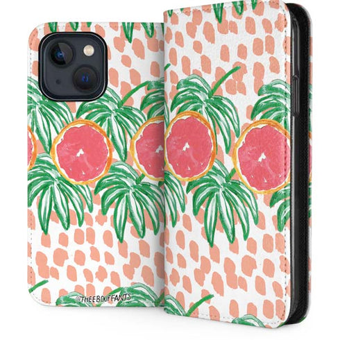 Bouffants and Broken Hearts Graphic Grapefruit iPhone 15 Plus Folio Case