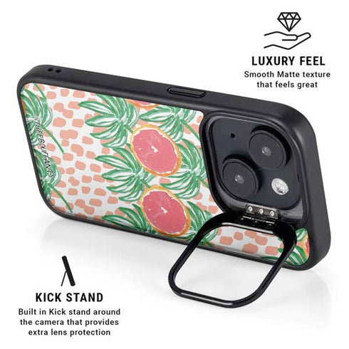 Bouffants and Broken Hearts Graphic Grapefruit iPhone 15 Plus Kickstand Case