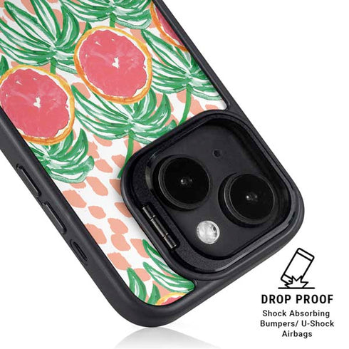 Bouffants and Broken Hearts Graphic Grapefruit iPhone 15 Plus Kickstand Case