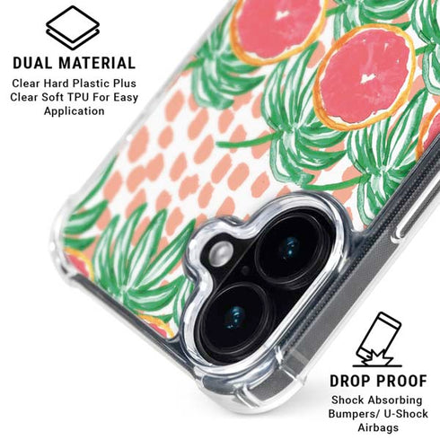 Bouffants and Broken Hearts Graphic Grapefruit iPhone 16 Plus Clear Case