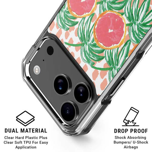 Bouffants and Broken Hearts Graphic Grapefruit iPhone 18 Pro Clear Case