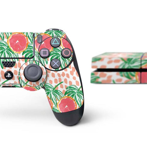 Bouffants and Broken Hearts Graphic Grapefruit PS4 Console and Controller Bundle Skin