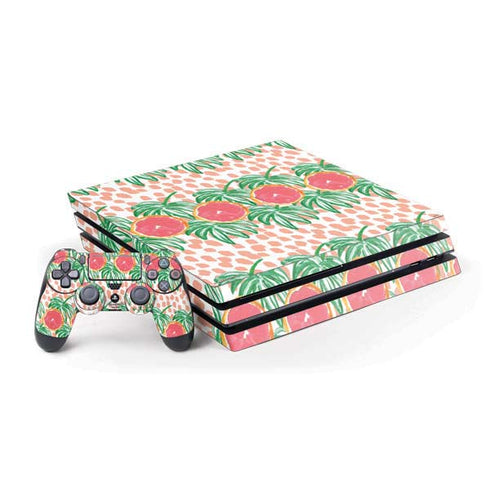 Bouffants and Broken Hearts Graphic Grapefruit PS4 Pro Bundle Skin