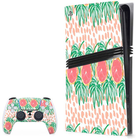 Bouffants and Broken Hearts Graphic Grapefruit PlayStation PS5 Skins