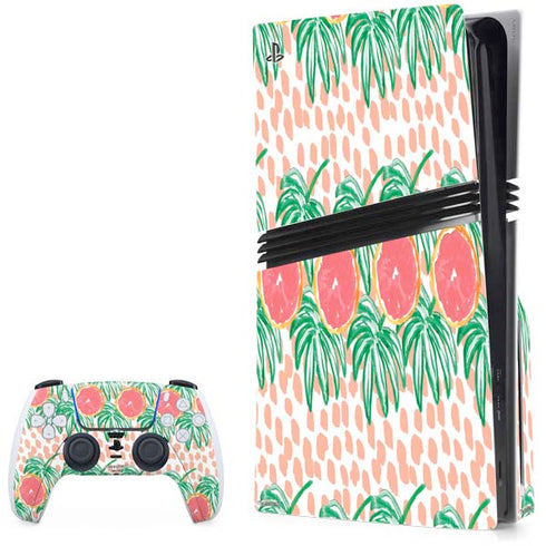 Bouffants and Broken Hearts Graphic Grapefruit PS5 Pro Disk Bundle Skin