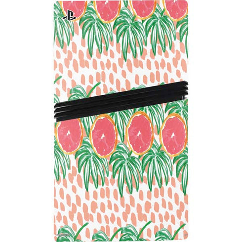 Bouffants and Broken Hearts Graphic Grapefruit PS5 Pro Disk Console Skin