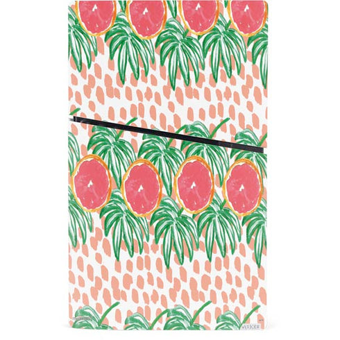Bouffants and Broken Hearts Graphic Grapefruit PS5 Slim Digital Edition Console Skin