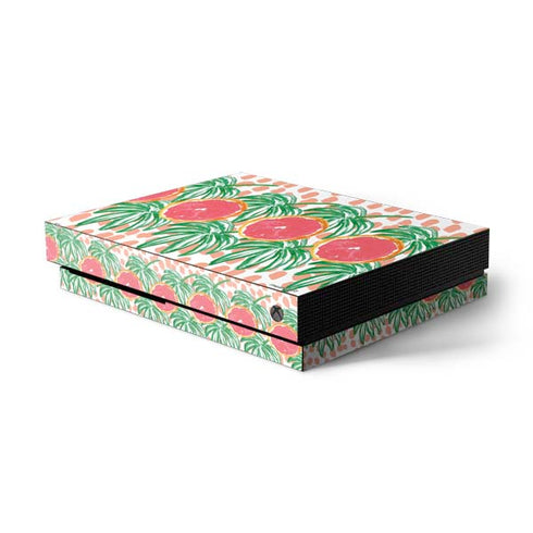 Bouffants and Broken Hearts Graphic Grapefruit Xbox One X Console Skin