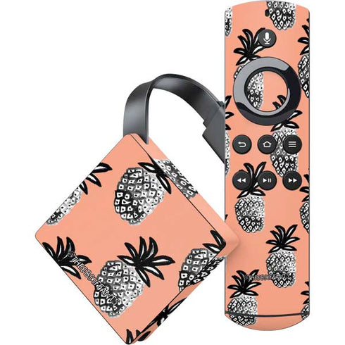 Bouffants and Broken Hearts Gray Scale Pineapple Amazon Fire TV Skin