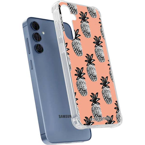 Bouffants and Broken Hearts Gray Scale Pineapple Galaxy A35 5G Clear Case