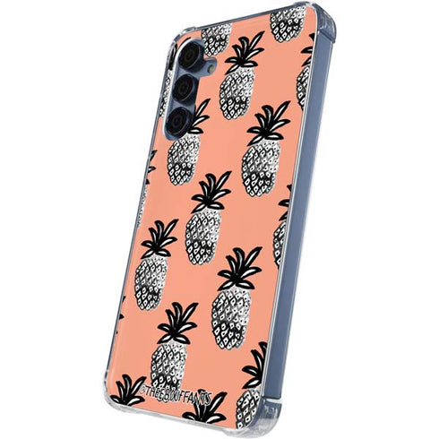 Bouffants and Broken Hearts Gray Scale Pineapple Galaxy A55 5G Clear Case