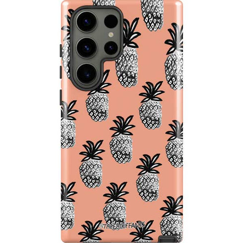 Bouffants and Broken Hearts Gray Scale Pineapple Galaxy S23 Ultra Pro Case