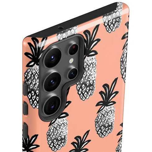 Bouffants and Broken Hearts Gray Scale Pineapple Galaxy S23 Ultra Pro Case