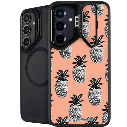 Bouffants and Broken Hearts Gray Scale Pineapple Galaxy S25 Kickstand Case