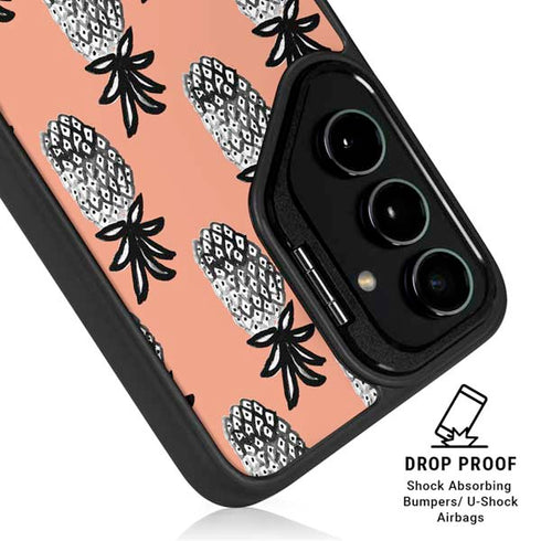 Bouffants and Broken Hearts Gray Scale Pineapple Galaxy S25 Kickstand Case