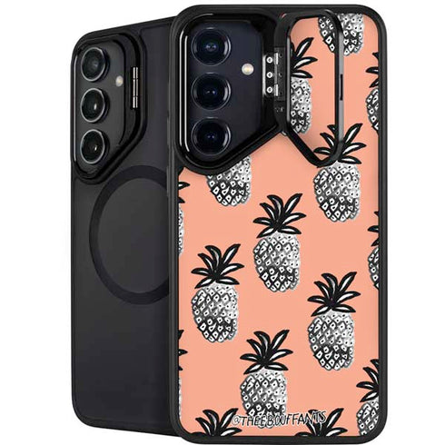 Bouffants and Broken Hearts Gray Scale Pineapple Galaxy S25 Plus Kickstand Case