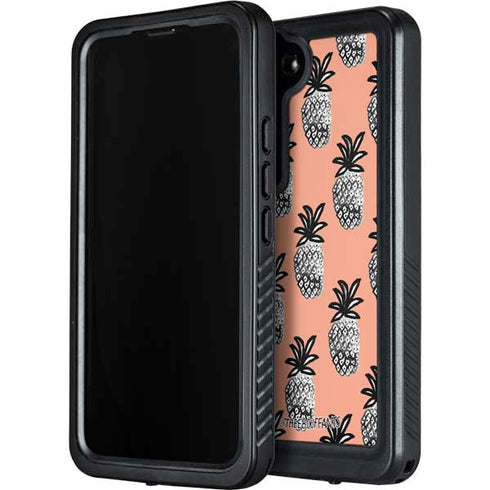Bouffants and Broken Hearts Gray Scale Pineapple Galaxy S24 Plus Waterproof Case