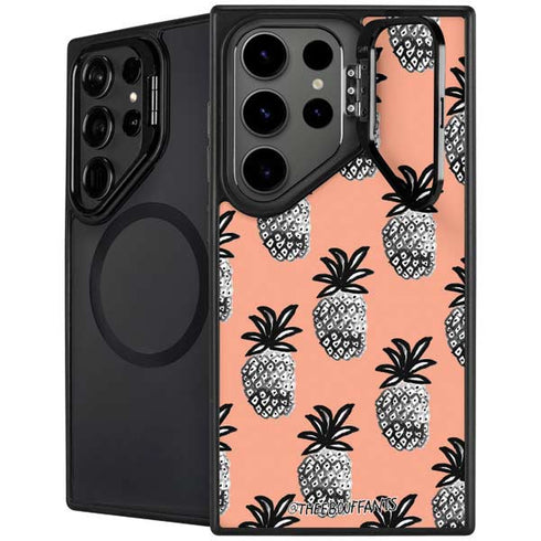 Bouffants and Broken Hearts Gray Scale Pineapple Galaxy S24 Ultra Kickstand Case