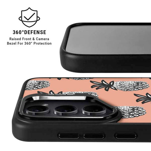 Bouffants and Broken Hearts Gray Scale Pineapple Galaxy S24 Ultra Kickstand Case