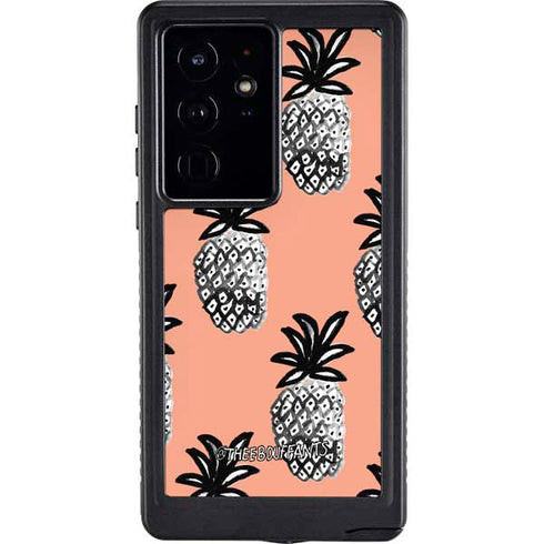 Bouffants and Broken Hearts Gray Scale Pineapple Galaxy S24 Ultra Waterproof Case