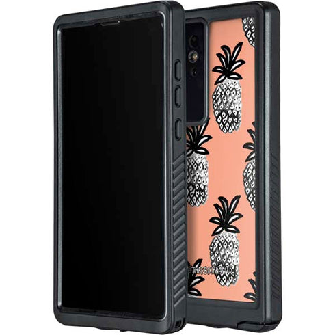 Bouffants and Broken Hearts Gray Scale Pineapple Galaxy S24 Ultra Waterproof Case