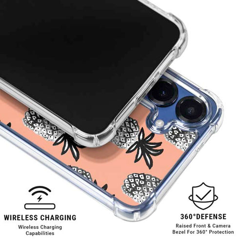 Bouffants and Broken Hearts Gray Scale Pineapple Galaxy S25 Clear Case