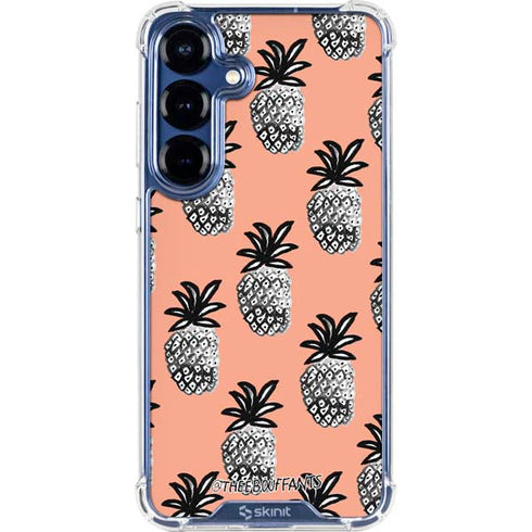 Bouffants and Broken Hearts Gray Scale Pineapple Galaxy S25 FE Clear Case