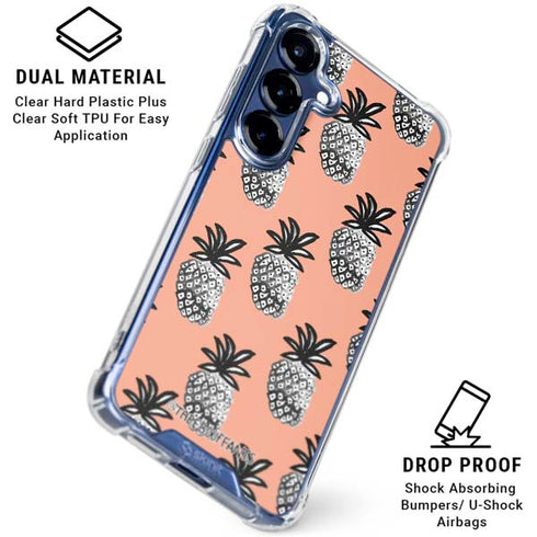 Bouffants and Broken Hearts Gray Scale Pineapple Galaxy S25 FE Clear Case