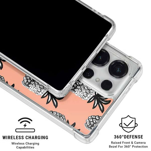 Bouffants and Broken Hearts Gray Scale Pineapple Galaxy S25 Ultra Clear Case