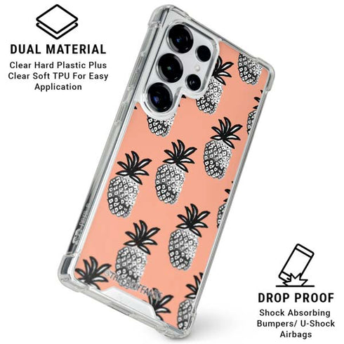 Bouffants and Broken Hearts Gray Scale Pineapple Galaxy S25 Ultra Clear Case