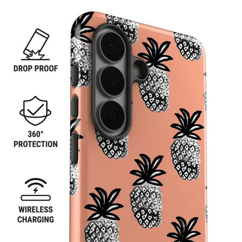 Bouffants and Broken Hearts Gray Scale Pineapple Galaxy S26 Impact Case