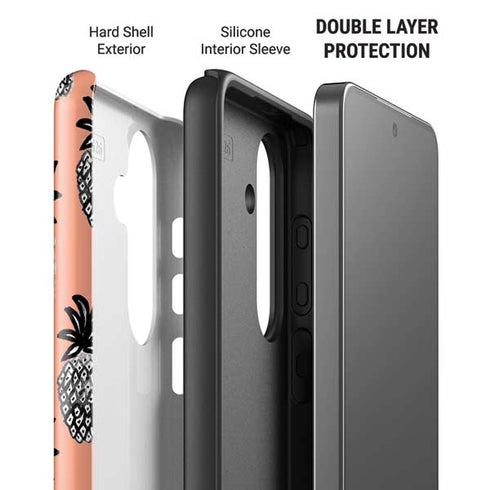 Bouffants and Broken Hearts Gray Scale Pineapple Galaxy S26 Impact Case