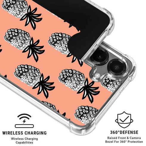 Bouffants and Broken Hearts Gray Scale Pineapple Galaxy S26 Plus Clear Case