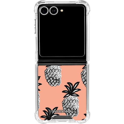 Bouffants and Broken Hearts Gray Scale Pineapple Galaxy Z Flip7 Clear Case
