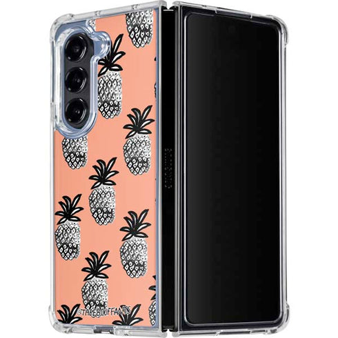 Bouffants and Broken Hearts Gray Scale Pineapple Galaxy Z Fold5 5G Clear Case