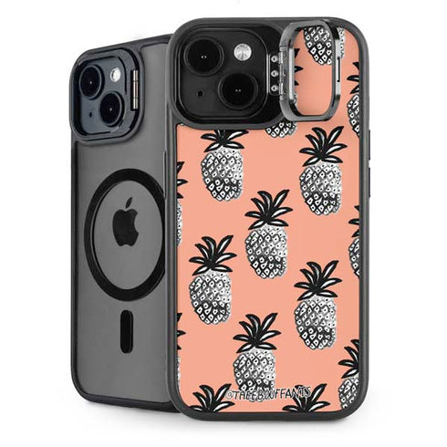 Bouffants and Broken Hearts Gray Scale Pineapple iPhone 13 Kickstand Case